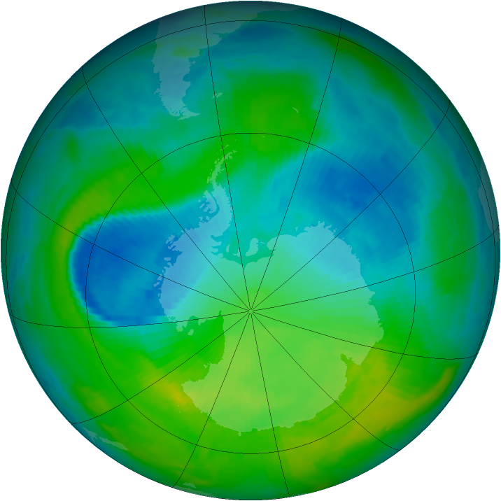 Antarctic ozone map for 11 December 1996